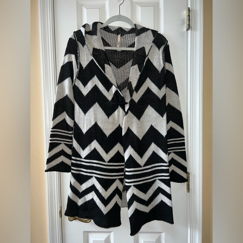 Elam Anthropologie zigzag sweater coat duster Size S